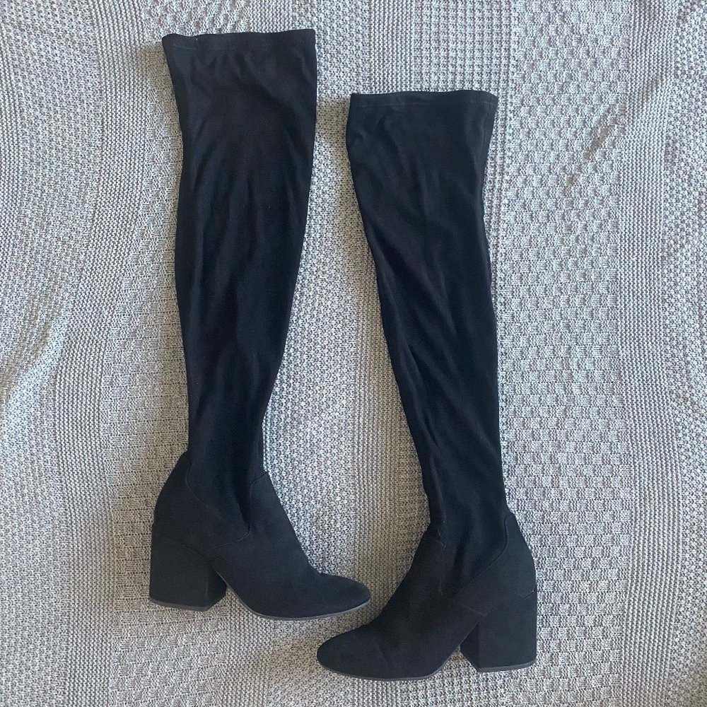 Dolce Vita Black Suede Over the Knee Heeled Boots